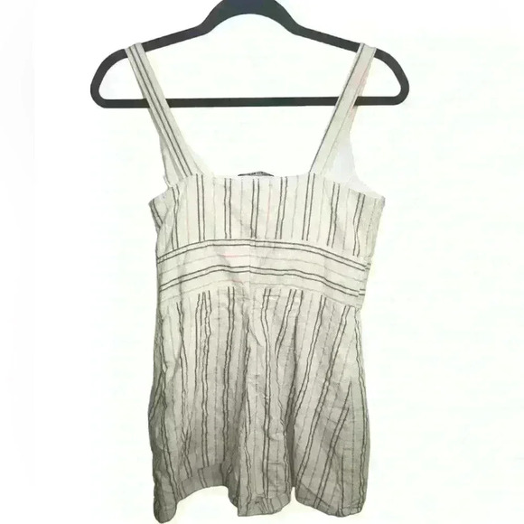 Bershka Striped Romper Keyhole Front Tie Knot Size L  Linen - Picture 3 of 5